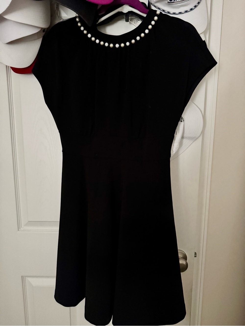 kate spade Black Pearl-Neckline Fit & Flare Dress